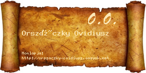 Orszáczky Ovidiusz névjegykártya